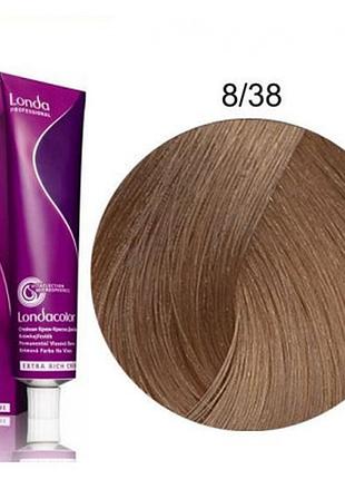 Краска для волос лонда londa сolor permanent professional 8/38 светлый блонд золотисто-жемчужный