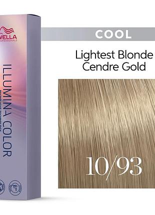 Фарба для волосся wella illumina color 10/93 яскравий блонд золотистийандре