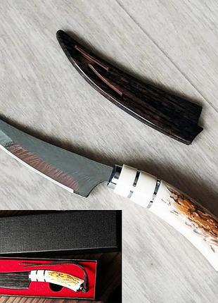 Кухонный нож из нержавеющей стали, имитация дамасской. в подарочной коробке.