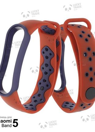 Ремінець xiaomi mi band 5 mijobs sport силіконовий двоколірний браслет з рамкою помаранчевий / синій 2352p
