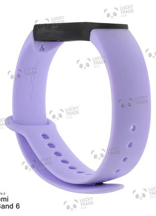 Ремешок xiaomi mi band 6 силиконовый двухцветный браслет с рамкой miband светло-фиолетовый / черный 101101p