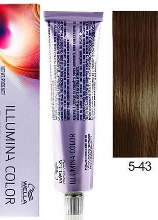 Фарба для волосся wella illumina color 5/43 червоно-золотистий