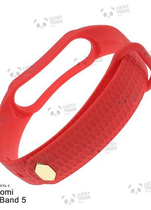 Ремінець xiaomi mi band 5 mijobs aurora силіконовий рифлений однотонний браслет червоний 2444p