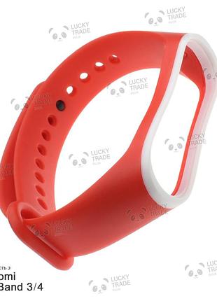 Ремінець xiaomi mi band 4 / 3 силіконовий двоколірний браслет з рамкою червоний / білий 2176p