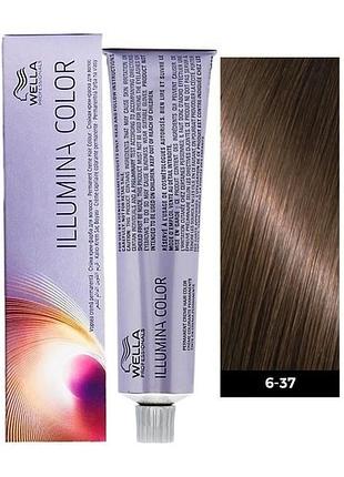 Фарба для волосся wella illumina color 6/37 темний блонд золотисто-коричневий