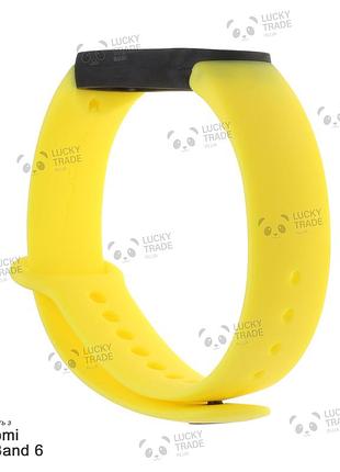 Ремінець xiaomi mi band 6 силіконовий двоколірний браслет з рамкою miband жовтий / чорний 101101p