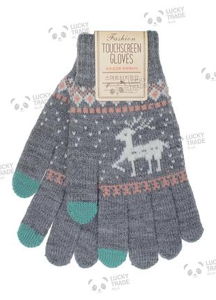 Перчатки iwinter animal korean для сенсорных экранов xiaomi iphone huawei samsung серый 1889p