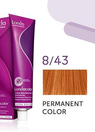 Краска для волос лонда londa сolor permanent professional 8/43 светлый блонд медно-золотистый
