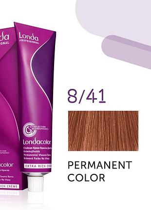 Фарба для волосся лонда londa color permanent professional 8/41 світлий блонд мідно-попелястий