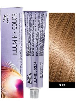 8/13 фарба для волосся wella illumina color 8/13 світлий блонд попелясто-золотистий