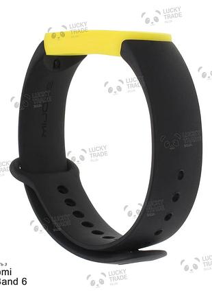 Ремінець xiaomi mi band 6 силіконовий двоколірний браслет з рамкою miband чорний / жовтий 101101p