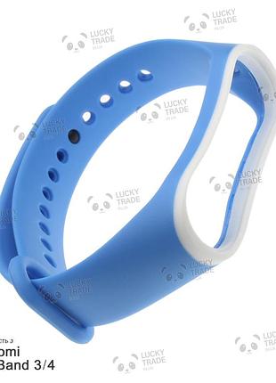Ремінець xiaomi mi band 4 / 3 силіконовий двоколірний браслет з рамкою темно-блакитний / білий 2176p