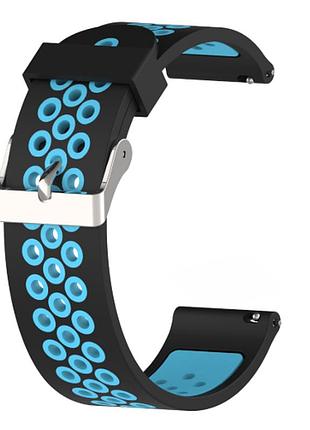 Силіконовий ремінець sport для amazfit gtr 2 / pace / stratos / 22 мм чорний / блакитний 1894p