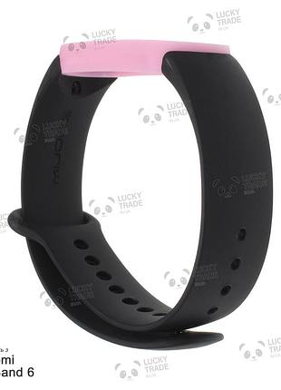 Ремінець xiaomi mi band 6 силіконовий двоколірний браслет з рамкою miband чорний / рожевий 101101p