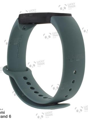 Ремінець xiaomi mi band 6 силіконовий двоколірний браслет з рамкою miband м'ятно-зелений / чорний 101101p