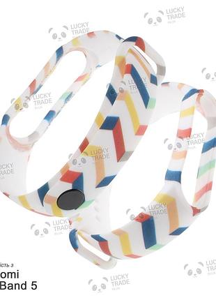 Ремешок xiaomi mi band 5 mijobs с рисунком принтом силиконовый браслет саржа - белый 1022p
