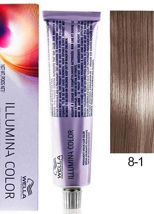 8/1 фарба для волосся wella illumina color 8/1 світлий блонд попелястий