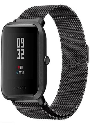 Металевий ремінець mijobs для xiaomi amazfit bip / lite / 20 мм міланська петля чорний 1565p