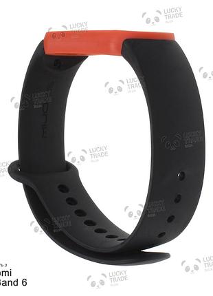 Ремінець xiaomi mi band 6 силіконовий двоколірний браслет з рамкою miband чорний / помаранчевий 101101p