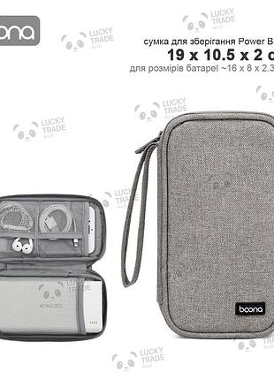 Сумка-органайзер baona для power bank або різних аксесуарів 19 x 10.5 x 2 см серый 2615p