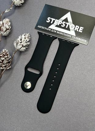 Ремінець s-m силіконовий для apple watch 42 44 45 49 ultra mm series 1 2 3 4 5 6 7 se браслет чорний