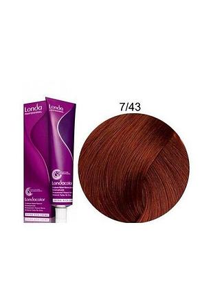 Фарба для волосся лонда londa color permanent professional 7/43 блонд мідно-золотистий