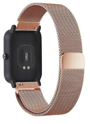 Металлический ремешок milanese xiaomi amazfit bip / lite / 20 мм миланская петля золотой / розовый 1901p