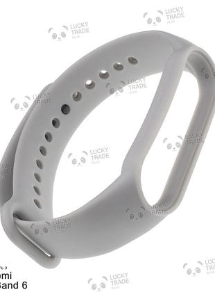Ремешок xiaomi mi band 6 силиконовый однотонный браслет light светло-серый 241901p