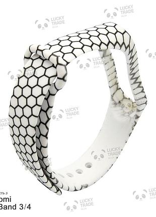 Ремешок xiaomi mi band 4 / 3 с рисунком силиконовый браслет miband футбол - белый 1027p
