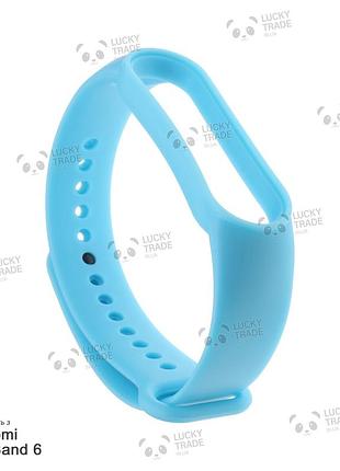 Ремешок xiaomi mi band 6 силиконовый однотонный браслет светло-голубой 103901p