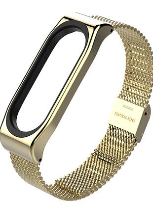 Ремешок xiaomi mi band 4 / 3 mijobs milanese миланская петля на застежке металлический золотой 1699p