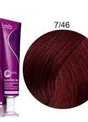 Фарба для волосся лонда londa color permanent professional 7/46 блонд мідно-фіолетовий