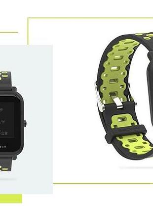 Силиконовый ремешок mijobs sport для xiaomi amazfit bip / lite / 20 мм черный / зеленый 1626p