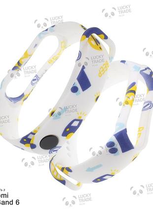 Ремешок xiaomi mi band 6 mijobs с рисунком силиконовый браслет машинки - белый 102201p