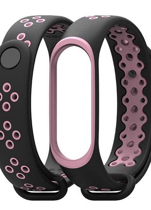 Ремешок xiaomi mi band 4 / 3 mijobs sport силиконовый черный / розовый 1696p