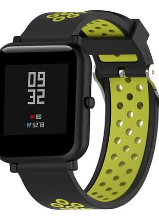 Силиконовый ремешок sport для xiaomi amazfit bip / lite / 20 мм черный / зеленый 1895p
