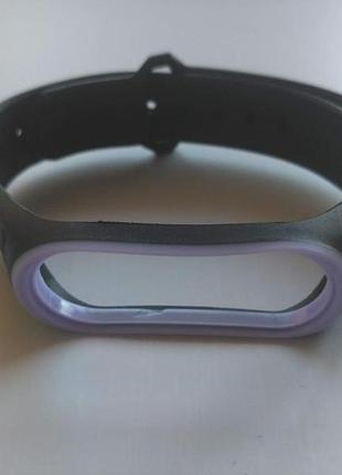 Ремешок xiaomi mi band 4 / 3 mijobs силиконовый рифленый черный / фиолетовый 1907p