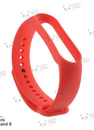 Ремешок xiaomi mi band 6 силиконовый однотонный браслет красный 103901p