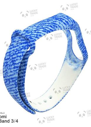 Ремешок xiaomi mi band 4 / 3 с рисунком силиконовый браслет miband джинс - белый 1027p
