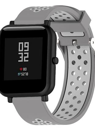 Силиконовый ремешок sport для xiaomi amazfit bip / lite / 20 мм серый / белый 1895p