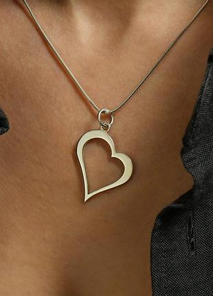 Кулон серебряный 925° в виде сердца heart