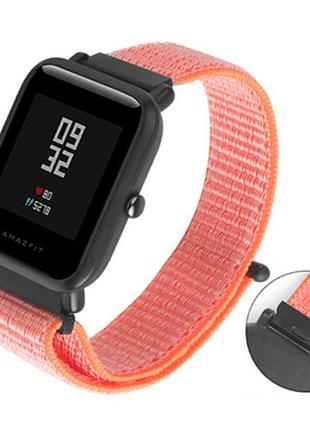 Нейлоновый тканевый ремешок sikai nylon для xiaomi amazfit bip / lite / 20 мм на липучке оранжевый 1577p