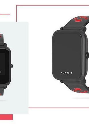 Силиконовый ремешок mijobs sport для xiaomi amazfit bip / lite / 20 мм черный / красный 1626p