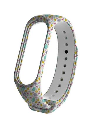 Ремешок xiaomi mi band 4 / 3 mijobs с рисунком силиконовый браслет фламинго - белый 2138p