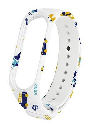 Ремешок xiaomi mi band 4 / 3 mijobs с рисунком силиконовый браслет машинки - белый 2138p