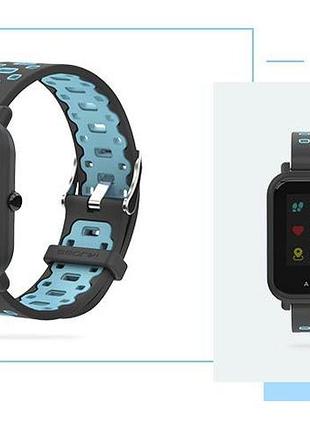 Силиконовый ремешок mijobs sport для xiaomi amazfit bip / lite / 20 мм черный / голубой 1626p
