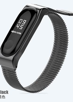 Ремешок xiaomi mi band 4 / 3 mijobs milanese se миланская петля на магните металлический черный 1700p
