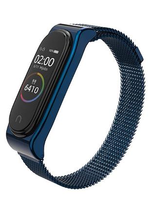 Ремешок xiaomi mi band 4 / 3 mijobs milanese se миланская петля на магните металлический синий 1700p
