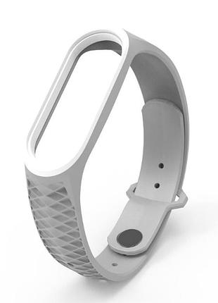 Ремешок xiaomi mi band 4 / 3 mijobs силиконовый рифленый серый / белый 1907p