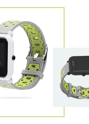 Силиконовый ремешок mijobs sport для xiaomi amazfit bip / lite / 20 мм серый / зеленый 1626p